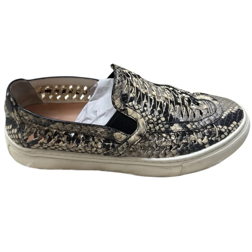 Tory Burch Snakeskin Embossed Leather Huarache Slip-On Sneaker Shoes Size 6.5
